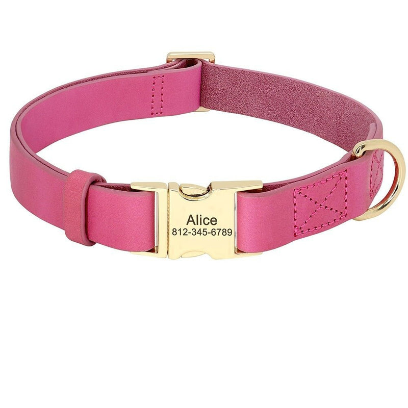 Personalized Leather Engraved Dog Collar Pet Buckle For Small Medium Large Dogs-Wiggleez-Rose-S-Wiggleez