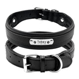 Personalized Leather Pet Name ID Dog Collar-Wiggleez-Black-M-Wiggleez