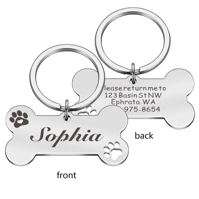 Personalized Pet ID Tag-Wiggleez-Silver-40x21mm-Wiggleez