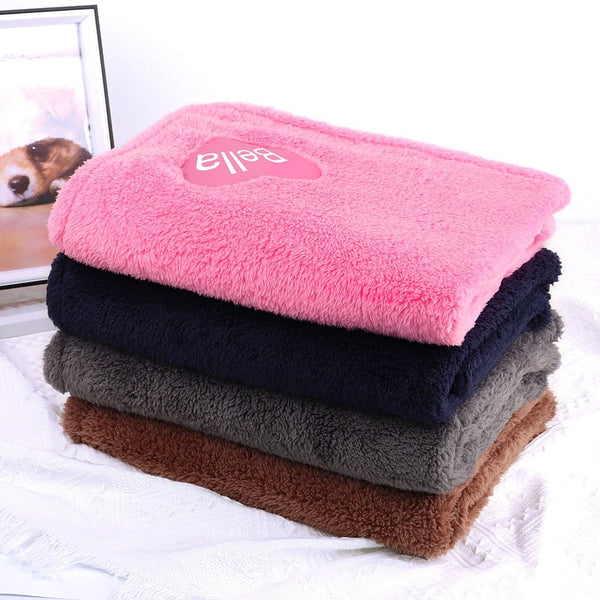 Personalized Soft Fluffy Fleece Warm Dog Blanket-Wiggleez-Coffee-28 x 20 in-Wiggleez