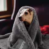 Personalized Soft Fluffy Fleece Warm Dog Blanket-Wiggleez-Coffee-28 x 20 in-Wiggleez