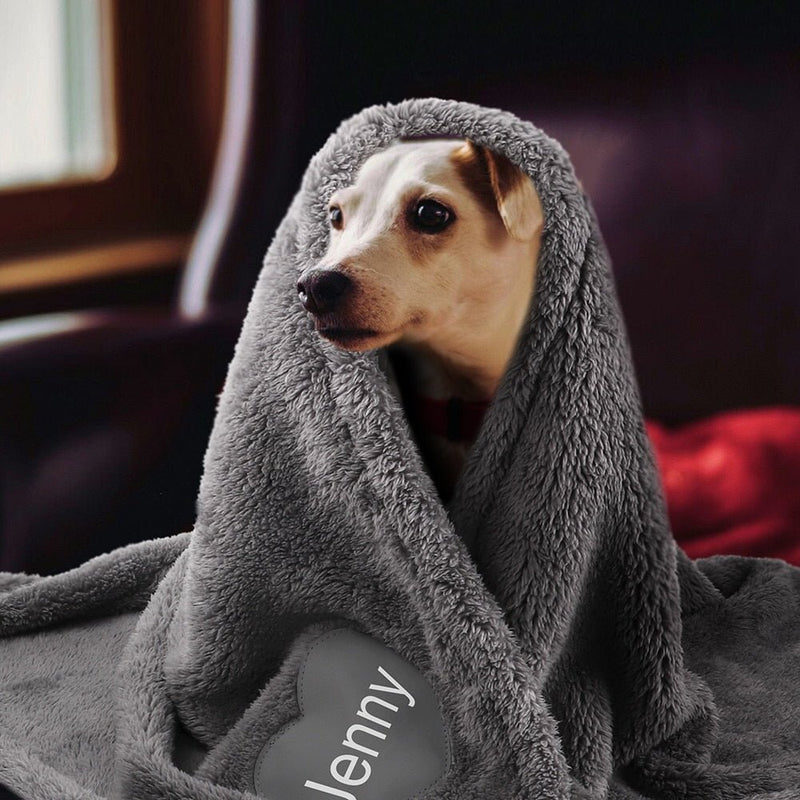 Personalized Soft Fluffy Fleece Warm Dog Blanket-Wiggleez-Coffee-28 x 20 in-Wiggleez