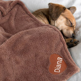 Personalized Soft Fluffy Fleece Warm Dog Blanket-Wiggleez-Coffee-28 x 20 in-Wiggleez