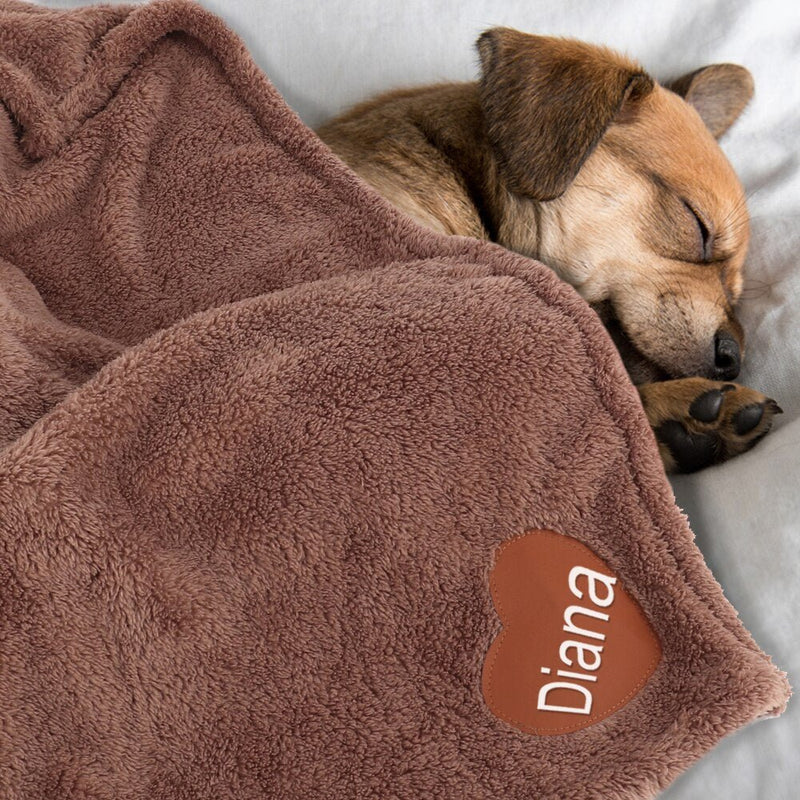 Personalized Soft Fluffy Fleece Warm Dog Blanket-Wiggleez-Coffee-28 x 20 in-Wiggleez