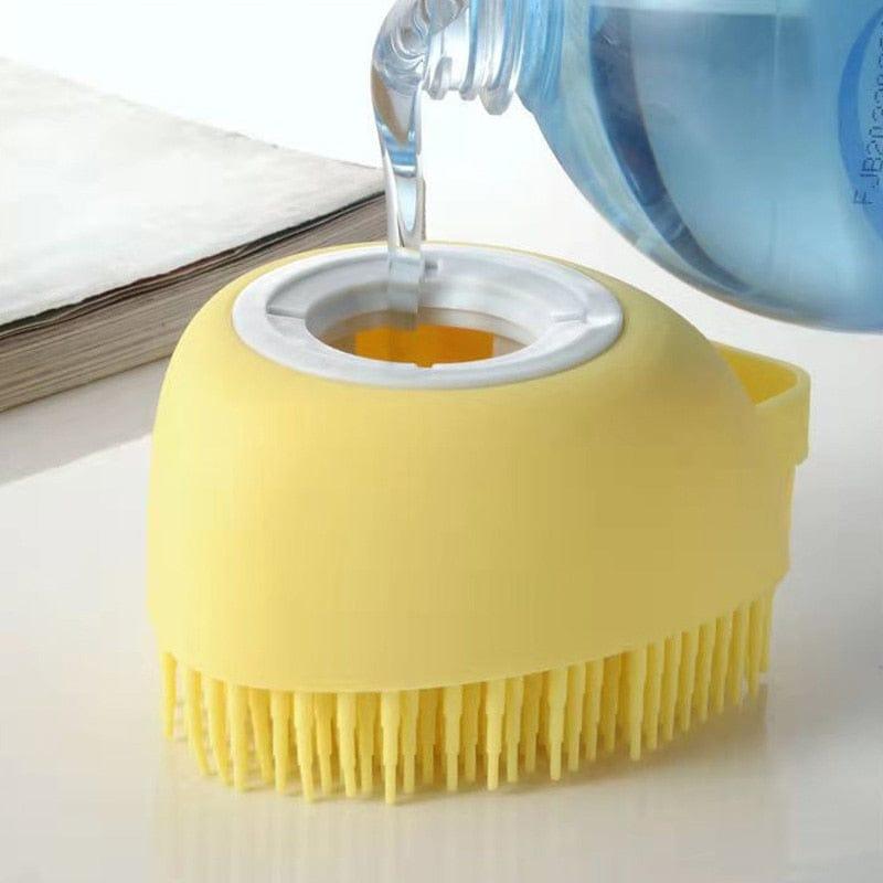 Pet Bath Brush Shampoo-Wiggleez-Heart Yellow-Wiggleez