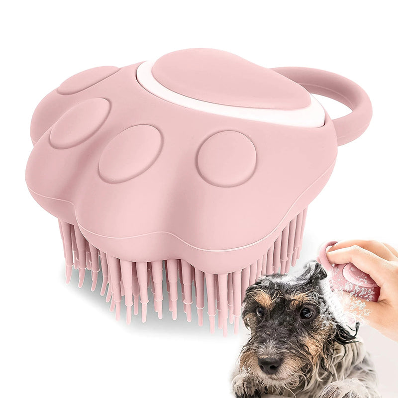 Pet Bath Brush With Shampoo Dispenser-Wiggleez-Pink-Wiggleez
