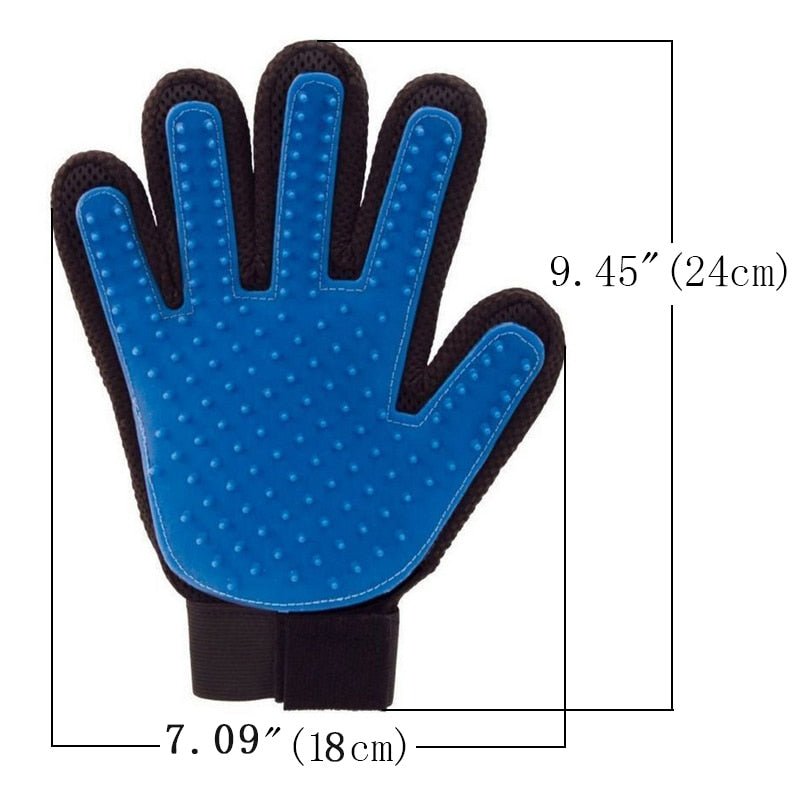 Pet De-Shedding Brush Glove-Wiggleez-Left Hand Blue-Wiggleez