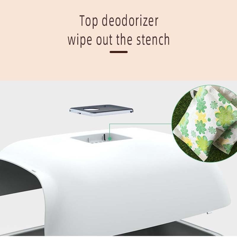 Pet Litter Box Fully Enclosed Spillproof Deodorant Cat Toilet Sandbox-Wiggleez-Cherry Blossom- with door-Wiggleez