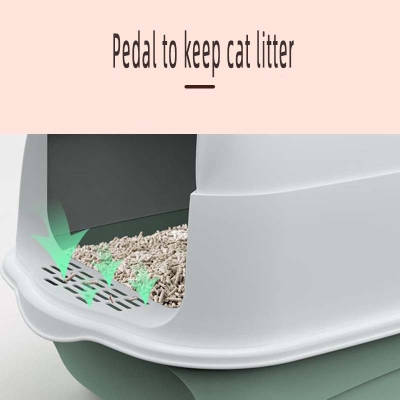 Pet Litter Box Fully Enclosed Spillproof Deodorant Cat Toilet Sandbox-Wiggleez-Cherry Blossom- with door-Wiggleez
