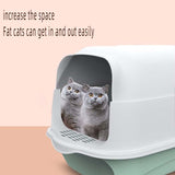 Pet Litter Box Fully Enclosed Spillproof Deodorant Cat Toilet Sandbox-Wiggleez-Cherry Blossom- with door-Wiggleez