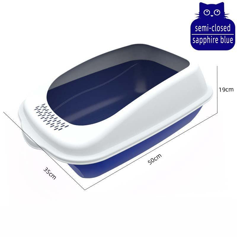 Pet Litter Box Fully Enclosed Spillproof Deodorant Cat Toilet Sandbox-Wiggleez-Blue -semi-sealed-Wiggleez