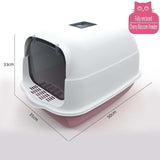 Pet Litter Box Fully Enclosed Spillproof Deodorant Cat Toilet Sandbox-Wiggleez-Cherry Blossom- with door-Wiggleez