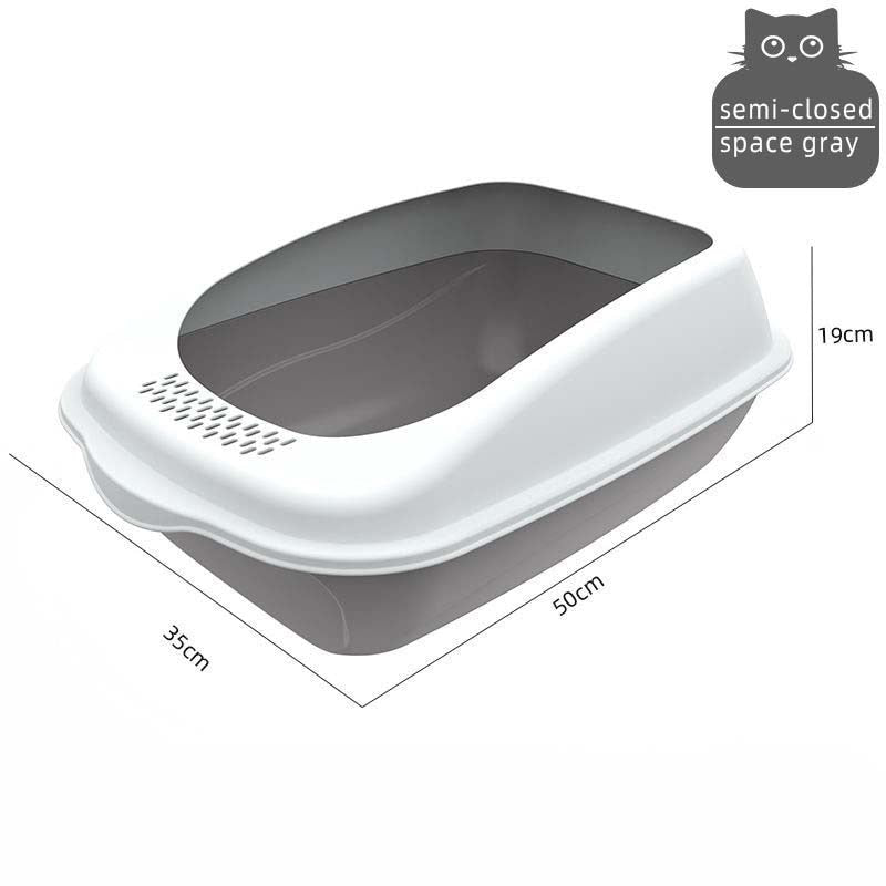 Pet Litter Box Fully Enclosed Spillproof Deodorant Cat Toilet Sandbox-Wiggleez-Gray -semi-sealed-Wiggleez