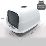 Pet Litter Box Fully Enclosed Spillproof Deodorant Cat Toilet Sandbox-Wiggleez-Gray -with door-Wiggleez