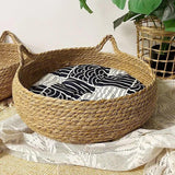 Rattan Wicker Washable Warm Bamboo Cat Bed Basket-Wiggleez-Black Bed-S (2.5-7 lb)-Wiggleez