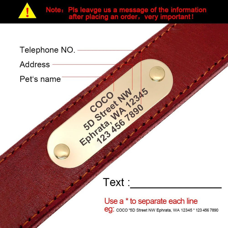 Real Leather Personalized Engraved Dog Collar Tag Personalized-Wiggleez-Red-XL-Wiggleez