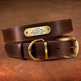 Real Leather Personalized Engraved Dog Collar Tag Personalized-Wiggleez-Rich Brown-XS-Wiggleez