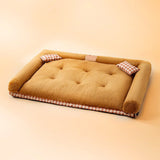 Rectangle Dog Sofa Bed With Pillow-Wiggleez-Brown-M 12.5kg-Wiggleez
