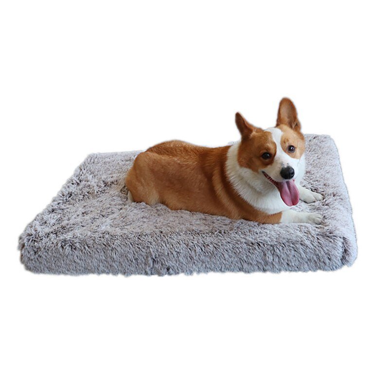 Soft Calming and Relaxing Ultra Plush Dog and Cat Bed-Wiggleez-Gray White-16 x 12 x 2 in-Wiggleez