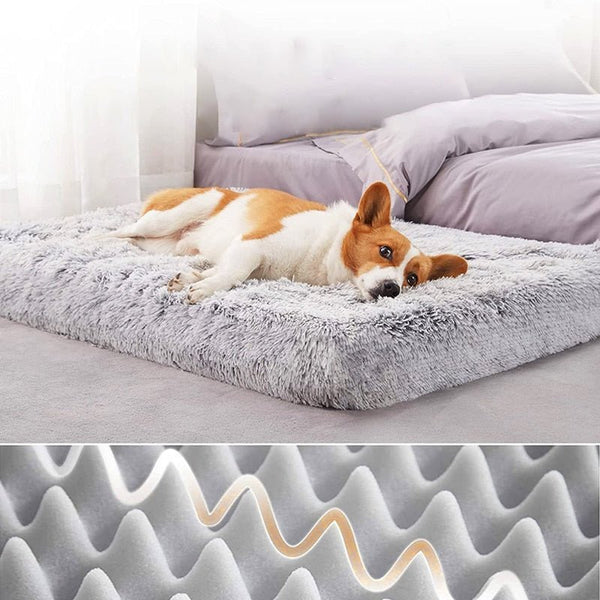 Soft Calming and Relaxing Ultra Plush Dog and Cat Bed-Wiggleez-Gray White-16 x 12 x 2 in-Wiggleez