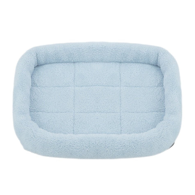 Soft Plush Square Calming Dog Cat Mat Bed-Wiggleez-Blue-S (45X35CM)-Wiggleez