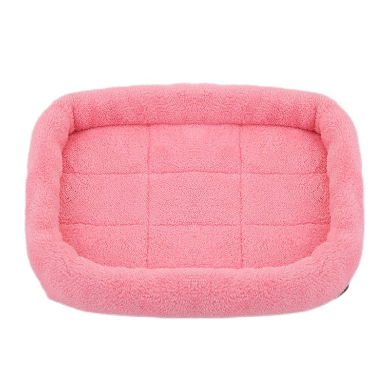 Soft Plush Square Calming Dog Cat Mat Bed-Wiggleez-Dark Pink-S (45X35CM)-Wiggleez