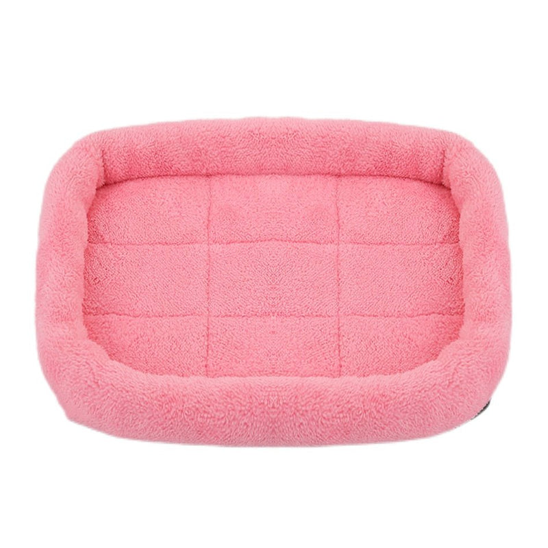 Soft Plush Square Calming Dog Cat Mat Bed-Wiggleez-Dark Pink-S (45X35CM)-Wiggleez