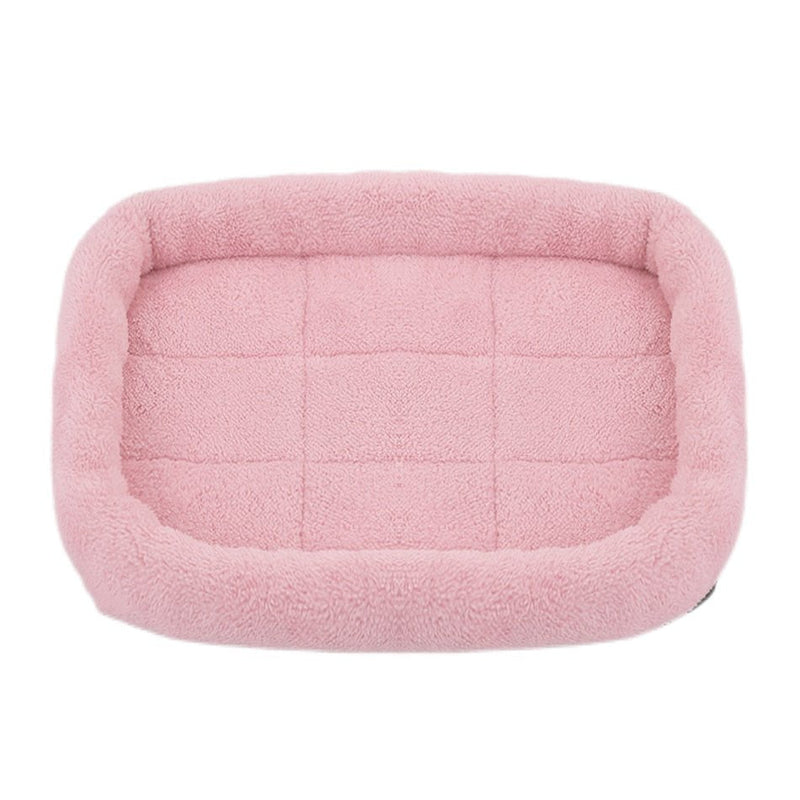 Soft Plush Square Calming Dog Cat Mat Bed-Wiggleez-Light Pink-S (45X35CM)-Wiggleez