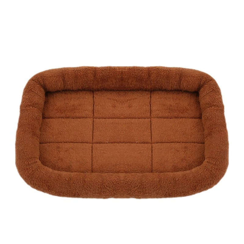 Soft Plush Square Calming Dog Cat Mat Bed-Wiggleez-Maroon-S (45X35CM)-Wiggleez