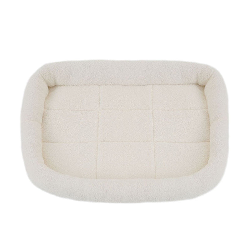 Soft Plush Square Calming Dog Cat Mat Bed-Wiggleez-White-S (45X35CM)-Wiggleez