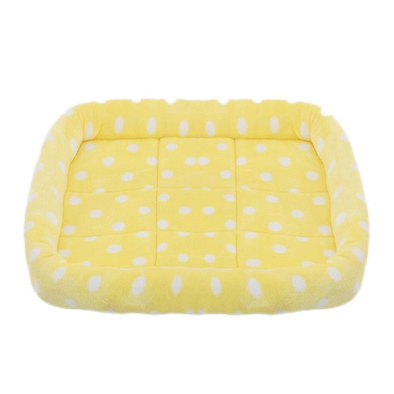 Soft Plush Square Calming Dog Cat Mat Bed-Wiggleez-Yellow-S (45X35CM)-Wiggleez