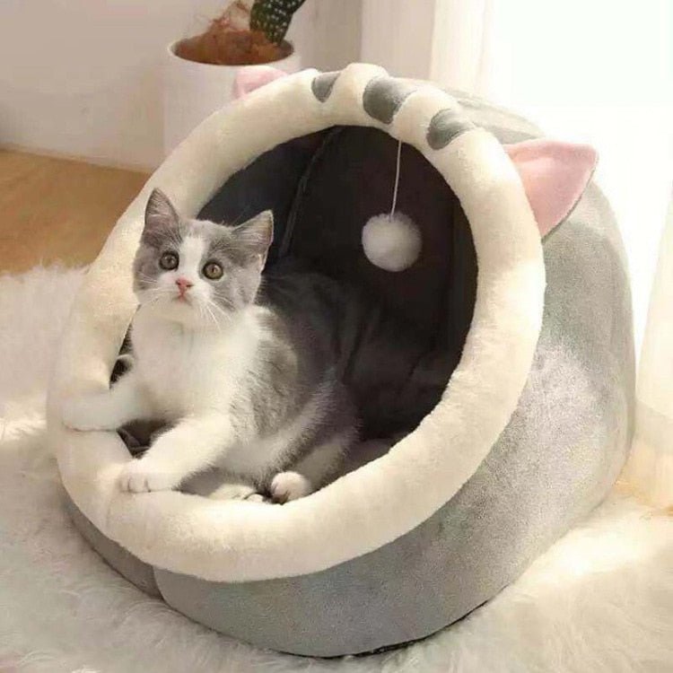 Soft Warm Cozy Cat Round Bed Basket-Wiggleez-Dark Gray-S (12 x 12 x 11 in)-Wiggleez