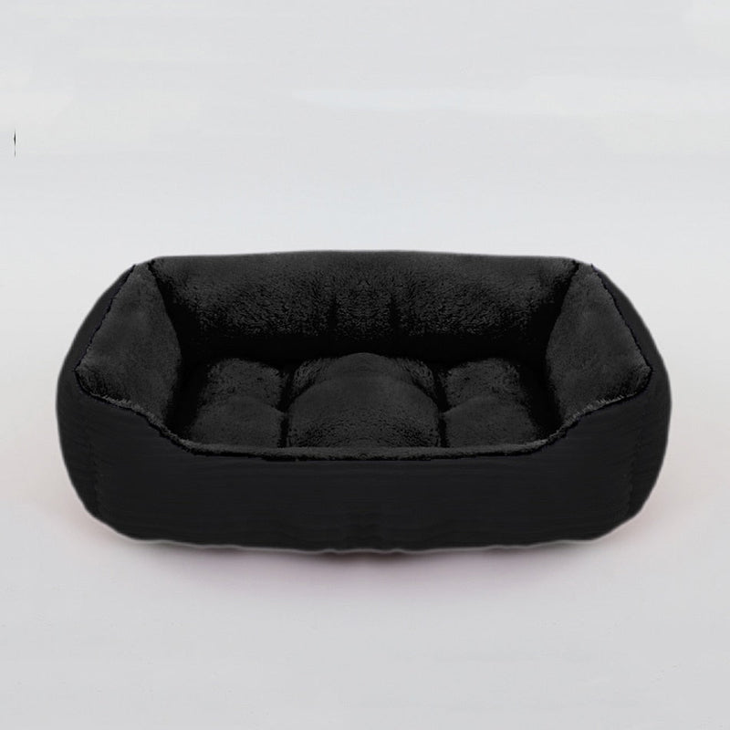 Soft Warm Cozy Square Plush Dog Sofa Bed-Wiggleez-Black-S (19 x 16 x 5 in)-Wiggleez