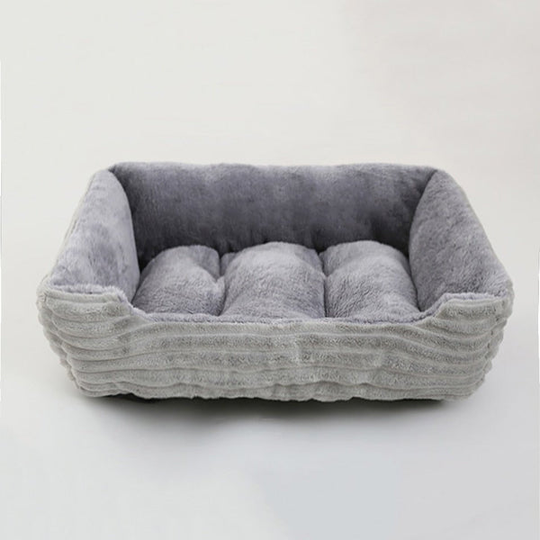 Soft Warm Cozy Square Plush Dog Sofa Bed-Wiggleez-Grey-S (19 x 16 x 5 in)-Wiggleez