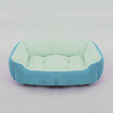 Soft Warm Cozy Square Plush Dog Sofa Bed-Wiggleez-Light Blue-S (19 x 16 x 5 in)-Wiggleez