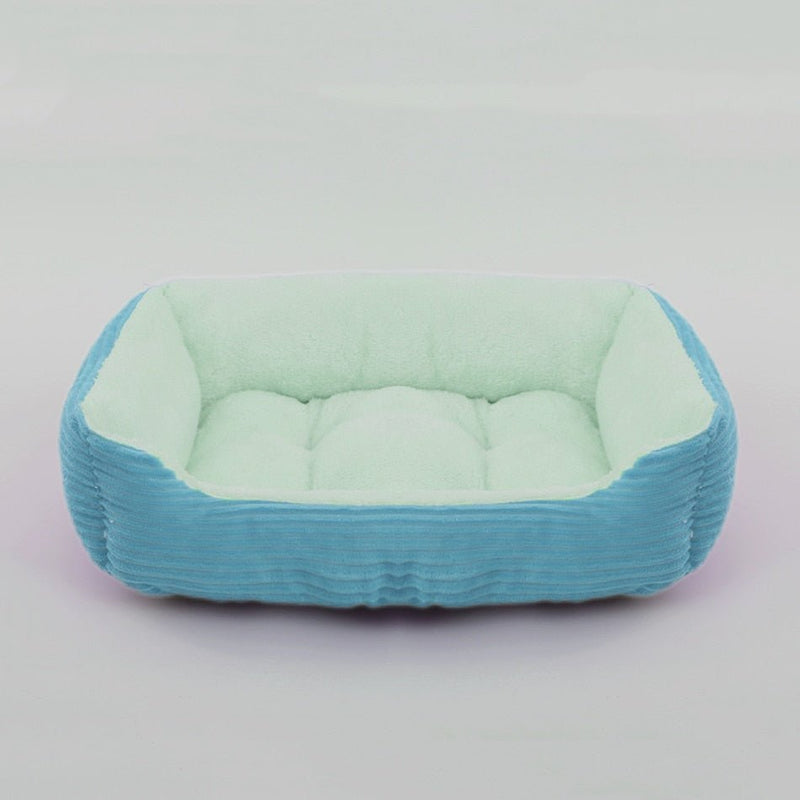 Soft Warm Cozy Square Plush Dog Sofa Bed-Wiggleez-Light Blue-S (19 x 16 x 5 in)-Wiggleez
