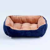 Soft Warm Cozy Square Plush Dog Sofa Bed-Wiggleez-Navy Blue-S (19 x 16 x 5 in)-Wiggleez