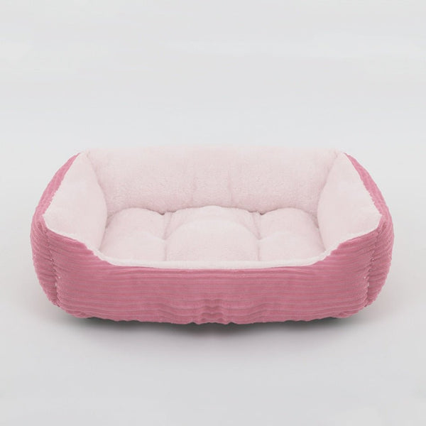 Soft Warm Cozy Square Plush Dog Sofa Bed-Wiggleez-Pink-S (19 x 16 x 5 in)-Wiggleez