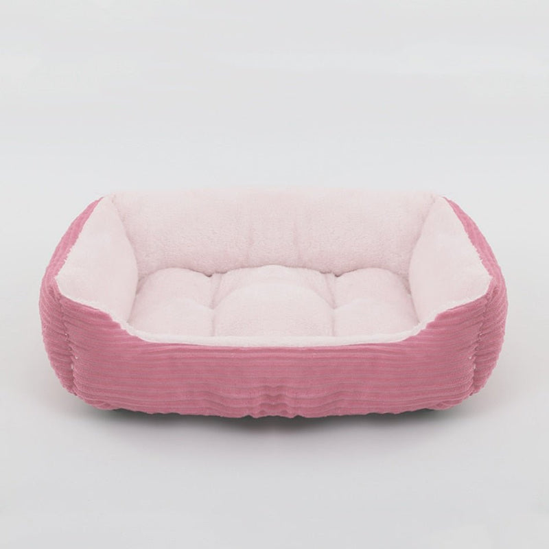 Soft Warm Cozy Square Plush Dog Sofa Bed-Wiggleez-Pink-S (19 x 16 x 5 in)-Wiggleez
