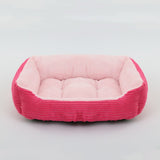 Soft Warm Cozy Square Plush Dog Sofa Bed-Wiggleez-Red-S (19 x 16 x 5 in)-Wiggleez