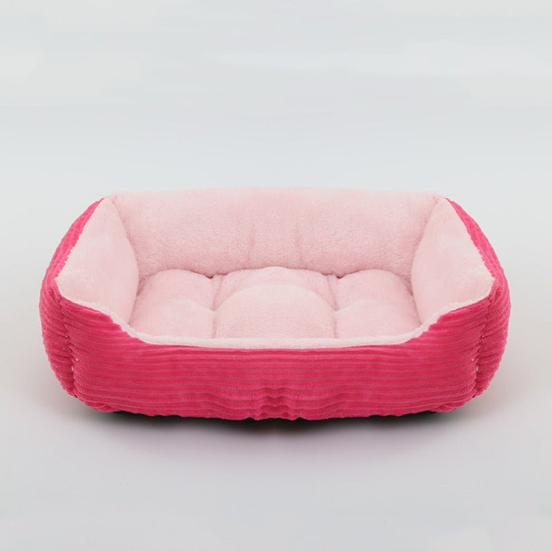 Soft Warm Cozy Square Plush Dog Sofa Bed-Wiggleez-Red-S (19 x 16 x 5 in)-Wiggleez