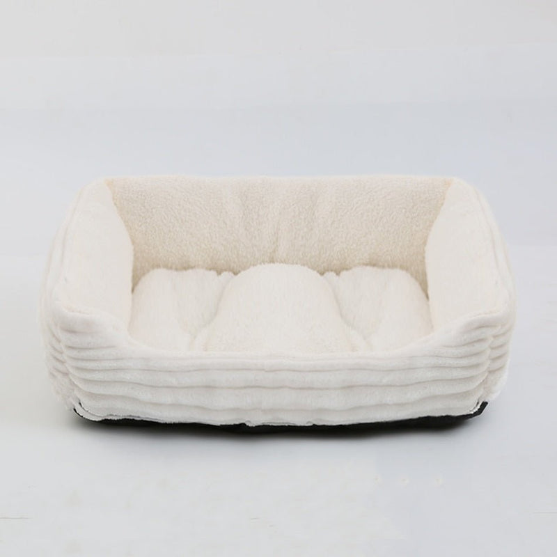 Soft Warm Cozy Square Plush Dog Sofa Bed-Wiggleez-White-S (19 x 16 x 5 in)-Wiggleez