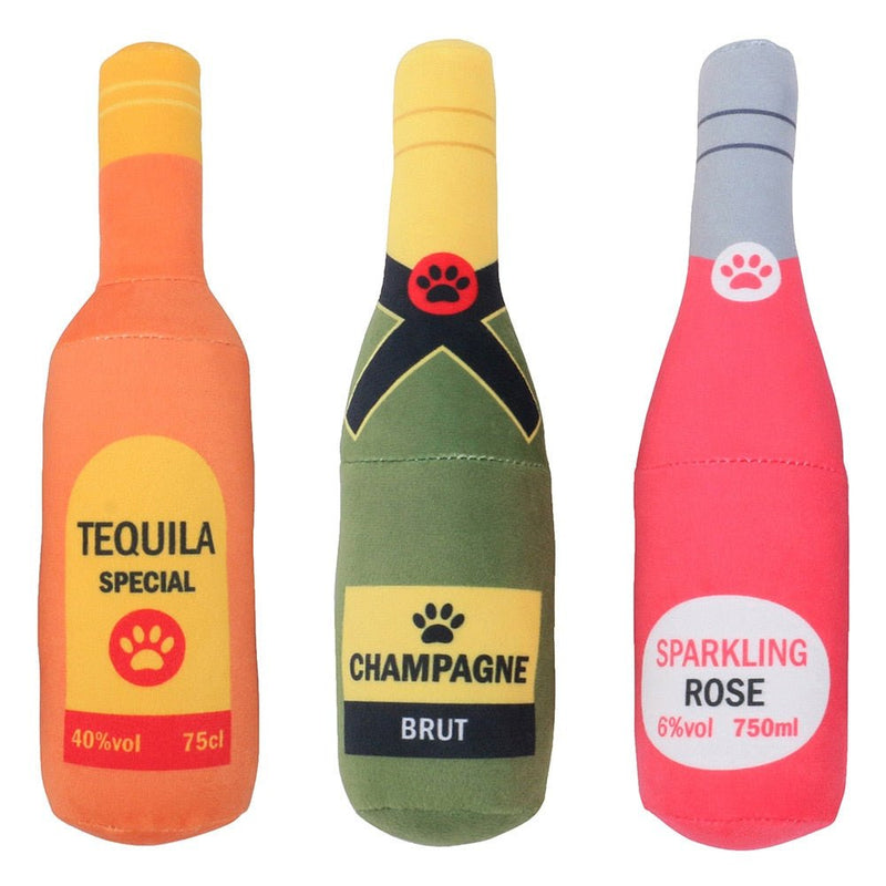 Squeaky Beer Bottle Shape Squeaky Plush Toy-Wiggleez-Orange-Wiggleez