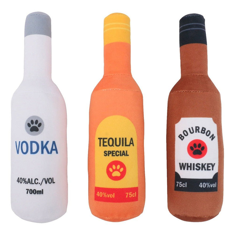 Squeaky Beer Bottle Shape Squeaky Plush Toy-Wiggleez-Orange-Wiggleez