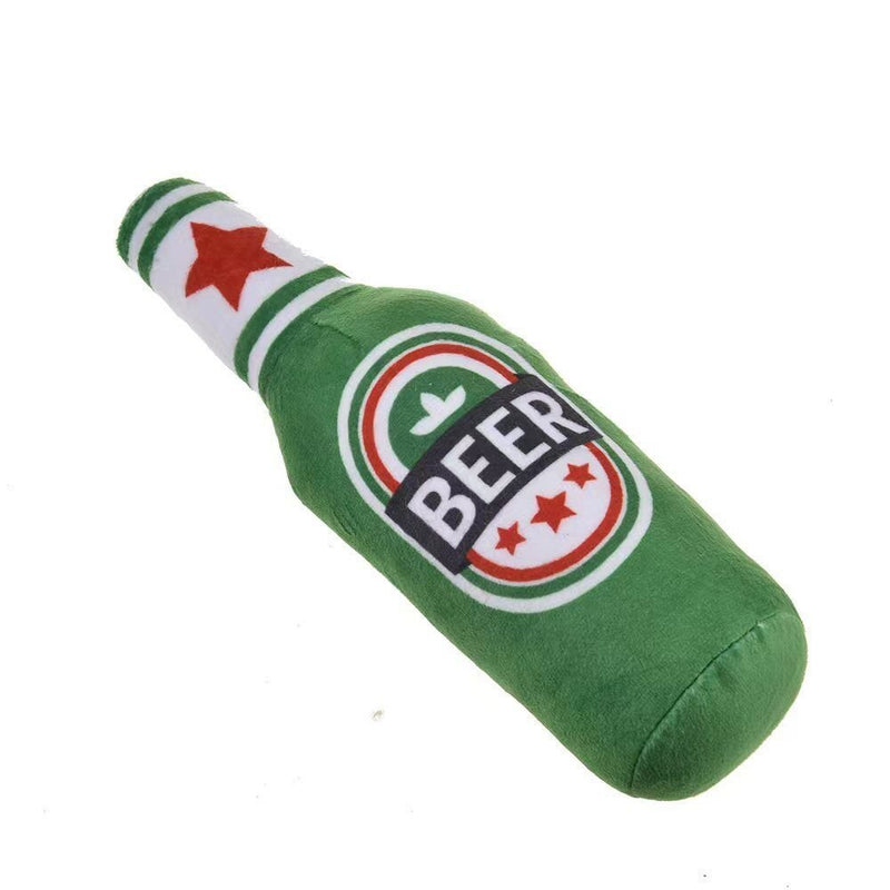 Squeaky Beer Bottle Shape Squeaky Plush Toy-Wiggleez-Orange-Wiggleez