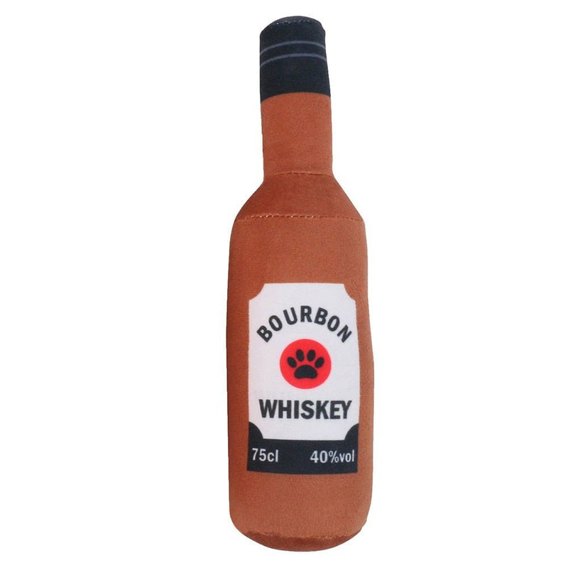Squeaky Beer Bottle Shape Squeaky Plush Toy-Wiggleez-Brown-Wiggleez