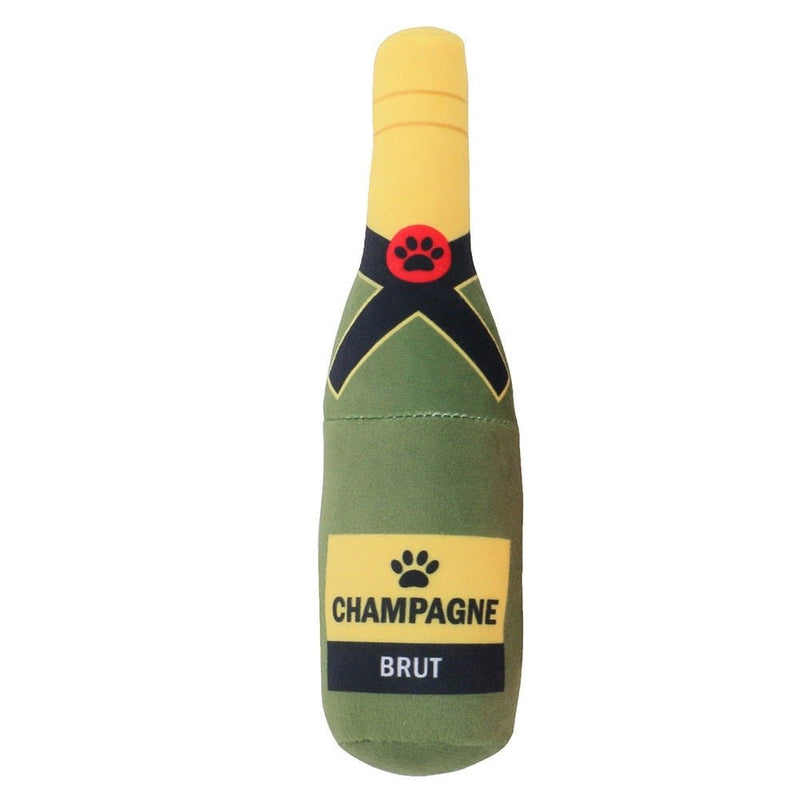 Squeaky Beer Bottle Shape Squeaky Plush Toy-Wiggleez-Green & Yellow-Wiggleez
