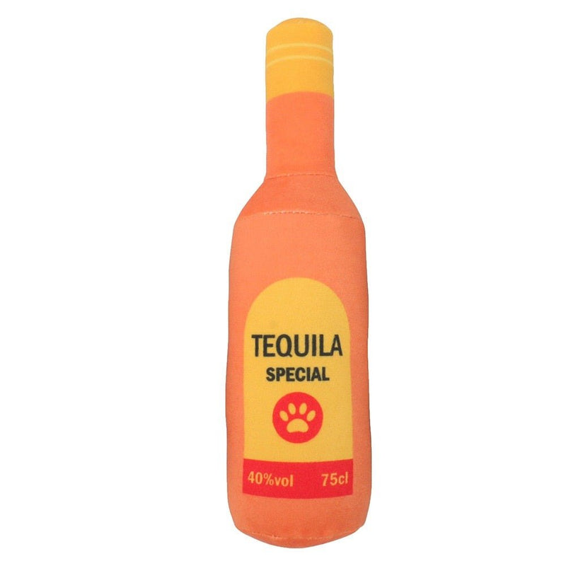 Squeaky Beer Bottle Shape Squeaky Plush Toy-Wiggleez-Orange-Wiggleez
