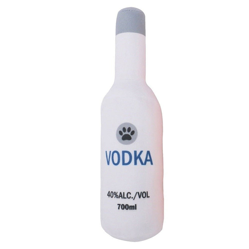 Squeaky Beer Bottle Shape Squeaky Plush Toy-Wiggleez-White-Wiggleez