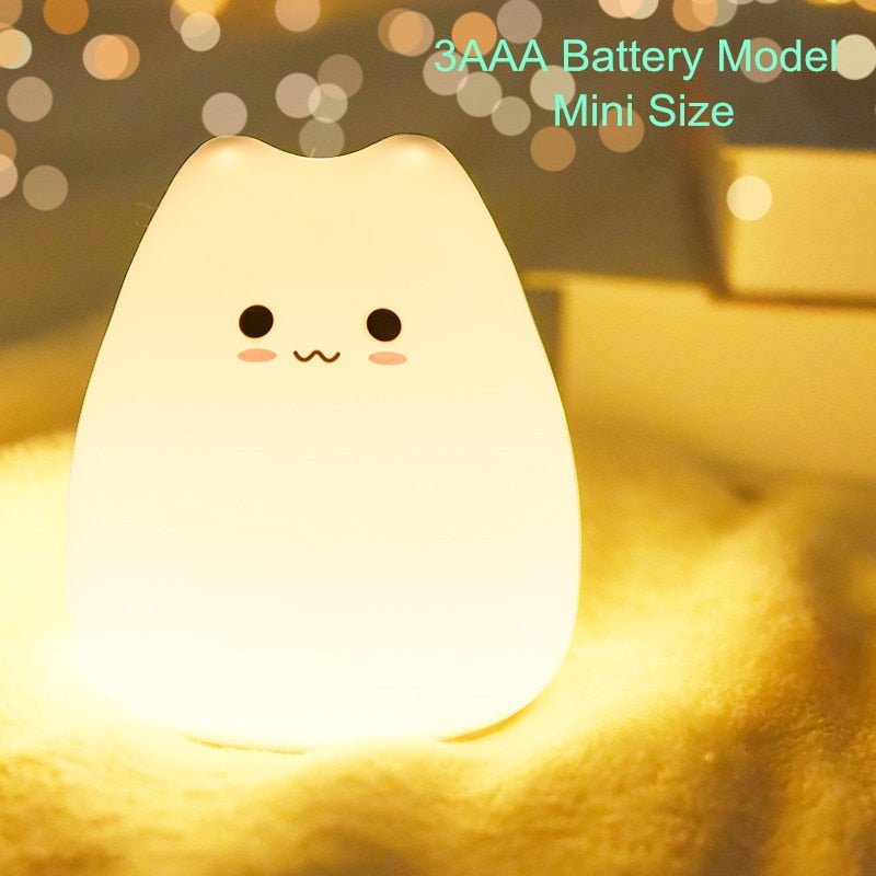 Super Cute Silicone Kitty 7 Touch Color Night Bedroom Lamp-Cat Baby 7 Touch Color-Wiggleez-Lovely Cat-Wiggleez